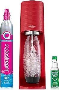 Terra Sparkling Water Maker (Red) with CO2, DWS Bottle and Bubly Drop