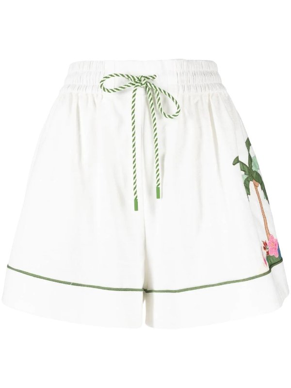Clover applique cotton shorts