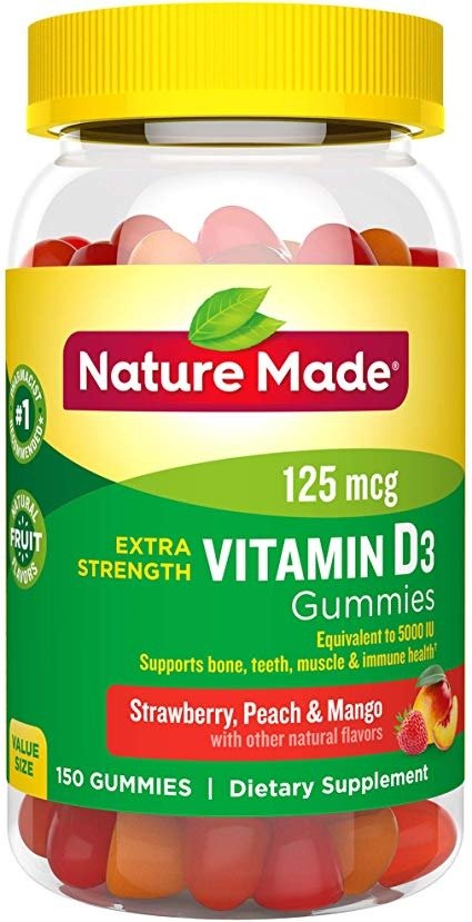 Extra Strength Vitamin D3 5000 IU (125 mcg) Gummies, 150 Count for Bone Health† (Packaging May Vary)
