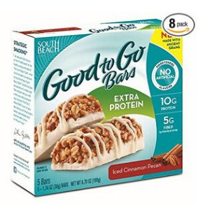 Beach Diet Good To Go Bars, Extra Protein, Iced Cinnamon Pecan, 1.34 Ounce, 5 Count (Pack of 8)