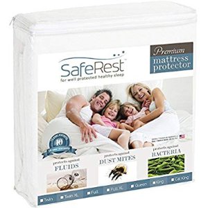 SafeRest Queen Size Premium Hypoallergenic Waterproof Mattress Protector - Vinyl Free @ Amazon