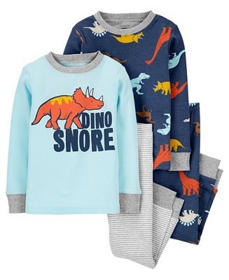 Carters Baby Boy 4-Piece Dino Snore 100% Snug Fit Cotton PJs