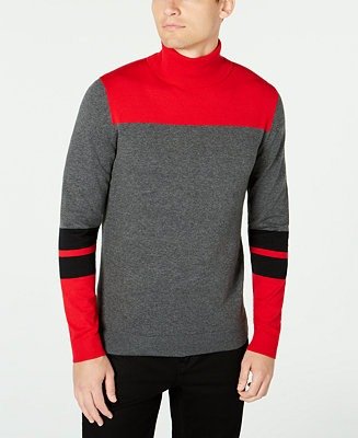 Men's Blocked Turtleneck Sweater, Created for Macy's