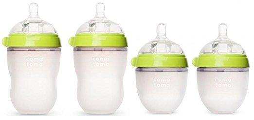 婴儿防胀气硅胶奶瓶5盎司2个，8盎司2个，绿色