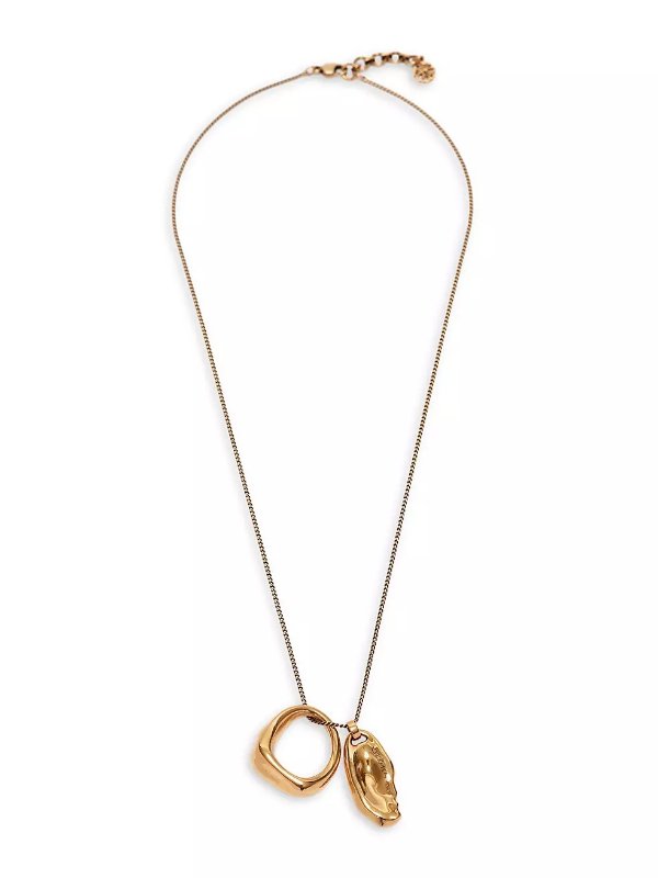 Goldtone Long Molten Metal Pendant Necklace