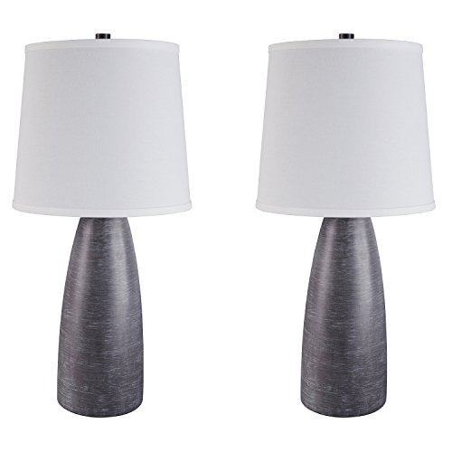 Signature Design by Ashley Shavontae Modern Table Lamp, Set of 2 Lamps, 27.5", Gray