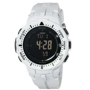 Casio Men's PRG-300-7CR Pro Trek Triple Sensor Tough Solar Digital Display Quartz White Watch