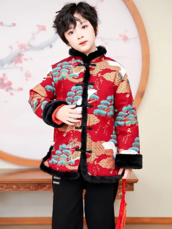 Boys Tang Clothes, Mandarin Collar Thick Coat With Dragon Print, Chinese Traditional Costume Chinese New Year Clothes Winter Hanfu Huafu Hanzhuang (chinese Size, Please Check The Size Guide Carefully) | Find Great Deals Now | Temu