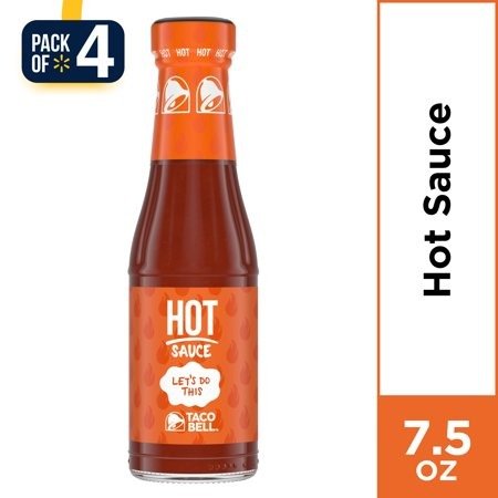 (4 Pack) Taco Bell Hot Sauce, 7.5 oz Bottle