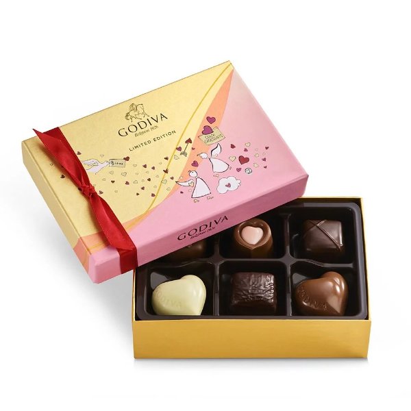 Valentine's Day Assorted Chocolate Gift Box, 6 pc.