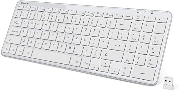 Wireless Keyboard, Ultra Slim Computer Keyboard with Numeric Keypad for Computers, Desktops, PCs, Laptops with Windows 7/8 / 10, White