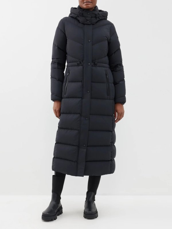 Belle quilted down recycled-fibre longline coat