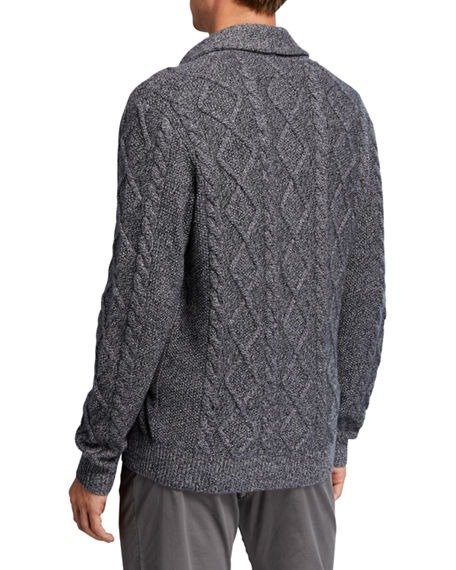 Men's Melange Cable-Knit Cardigan Sweater