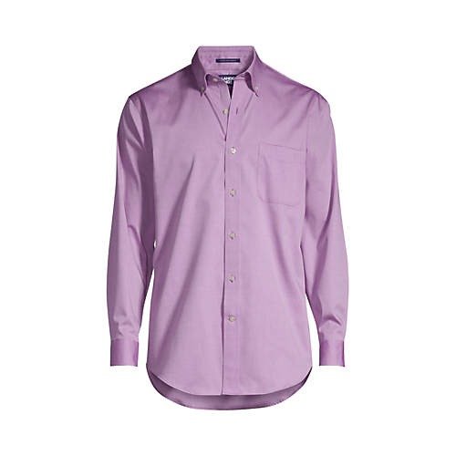 Men's Traditional Fit Solid No Iron Supima Pinpoint Buttondown Collar Dress Shirt