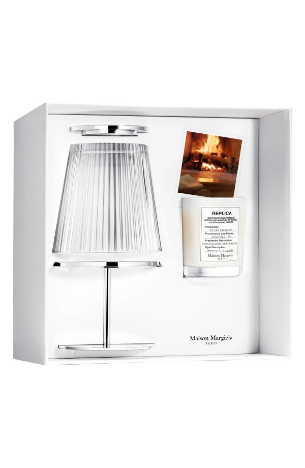Replica By the Fireplace Candle & Holder Gift Set $235 Value