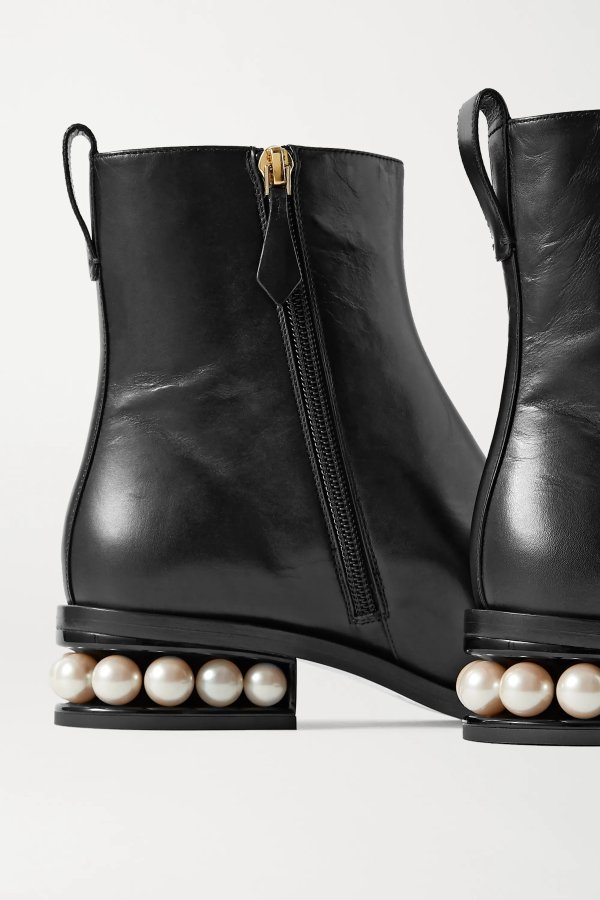 Casati faux pearl-embellished leather ankle boots