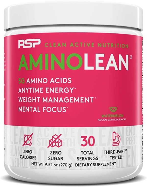 RSP AminoLean - All-in-One Pre Workout, Amino Energy, Weight Management Supplement with Amino Acids, Complete Preworkout Energy for Men & Women, Watermelon