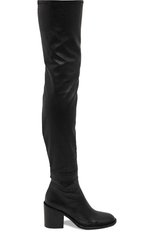 Stretch-leather thigh boots