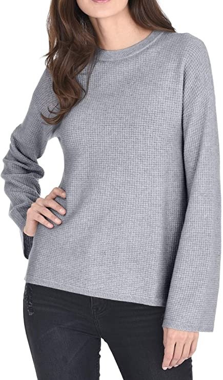 Thermal Style Crew Neck Pullover Cashmere Wool Long Sleeve Sweater for Women