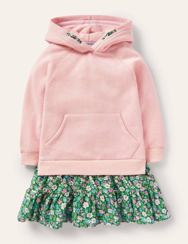 Cosy Hooded Dress - Boto Pink Floral | Boden US
