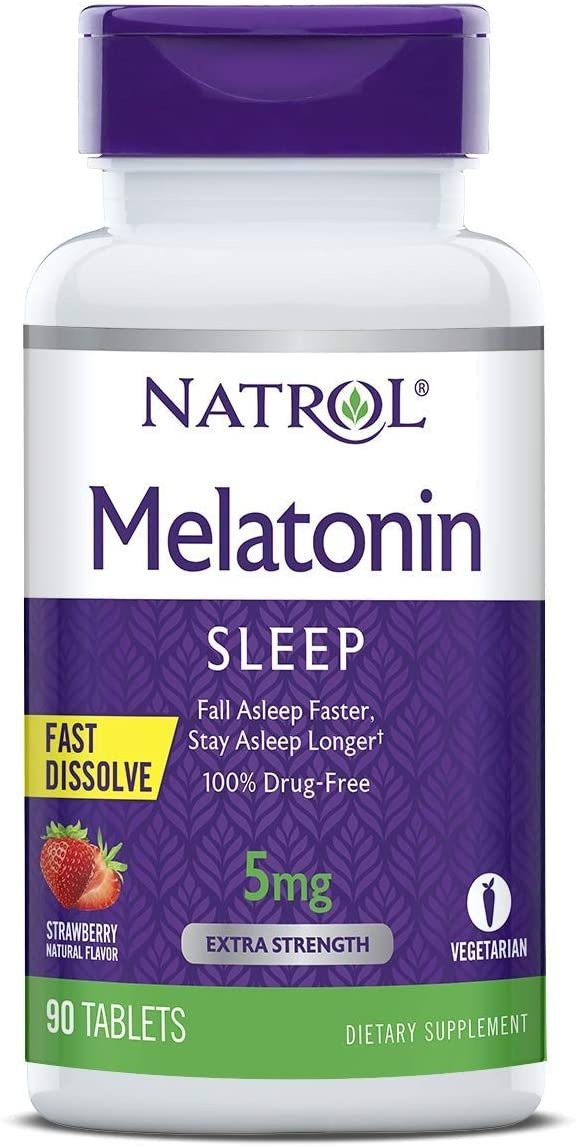 Melatonin Fast Dissolve Tablets, Helps You Fall Asleep Faster, Stay Asleep Longer, Easy to take, Dissolves in Mouth, Faster Absorption, Strawberry Flavor, 5mg, 90 Count