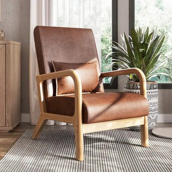 BELLEZE Cosby Accent Chair, Upholstered Armchair - Brown