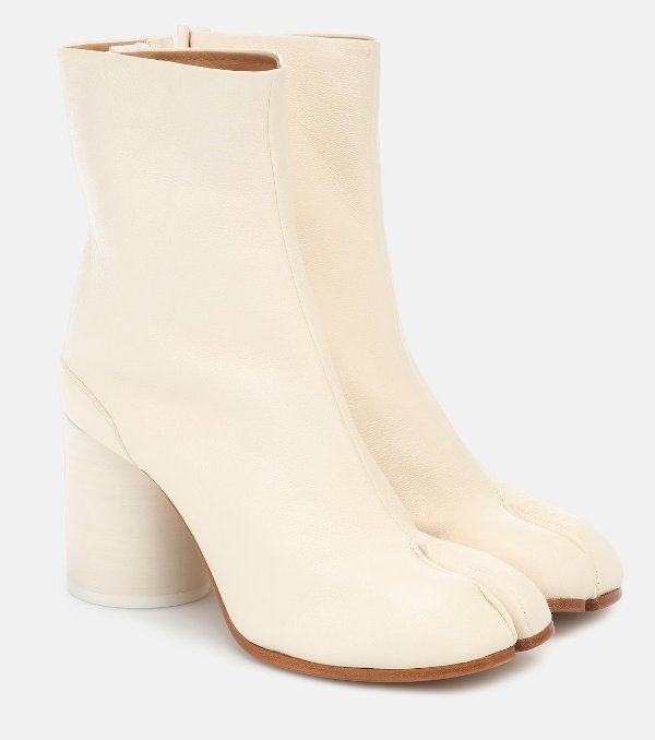 白色的Tabi皮革及踝靴 - Maison Margiela | Mytheresa
