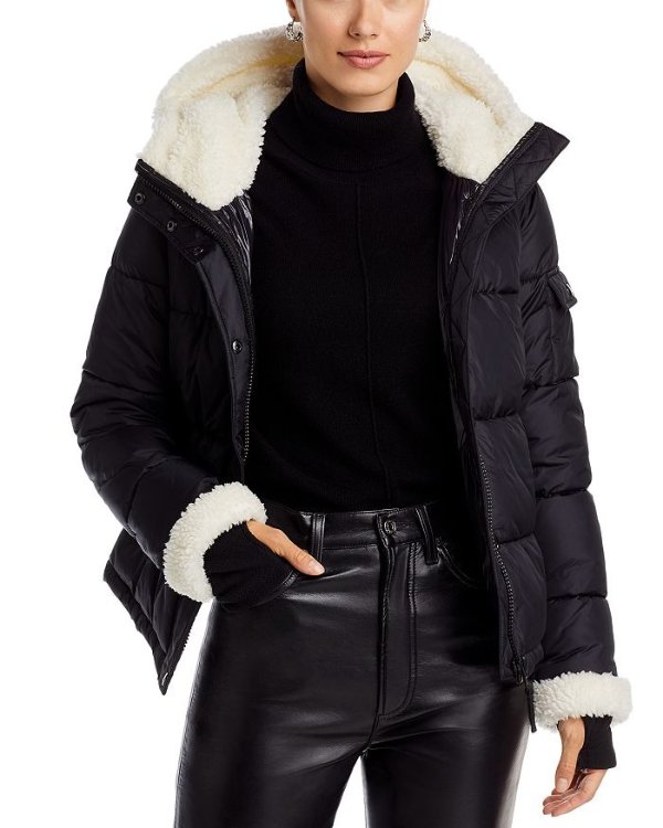 Faux Fur Trim Matte Puffer Jacket - 100% Exclusive