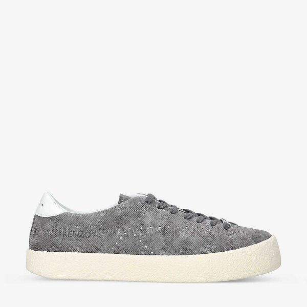 Swing logo-print suede low-top trainers