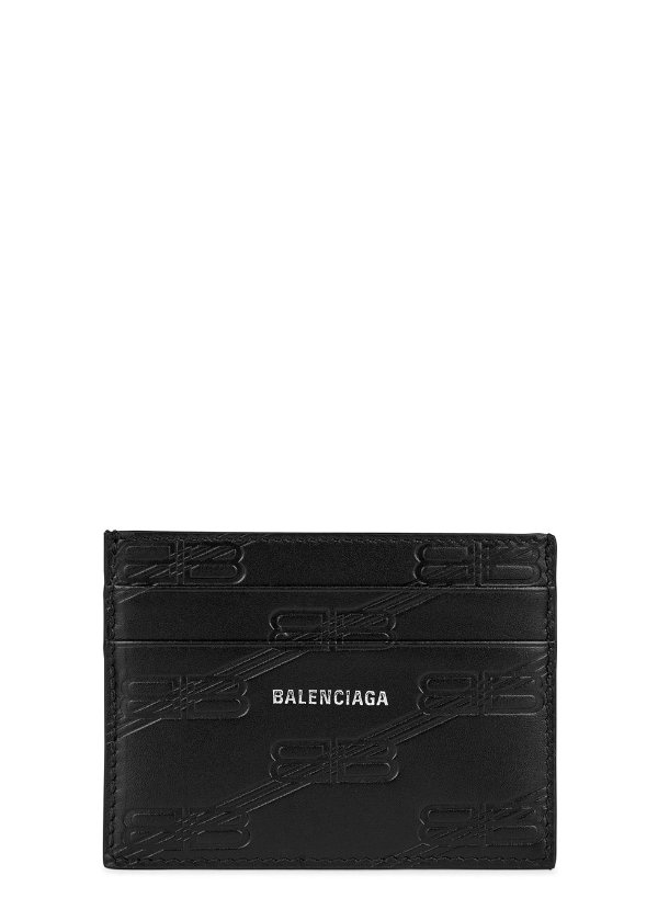 BB-embossed leather card holder