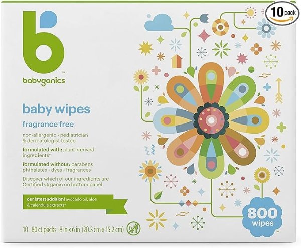 Fragrance-Free Face, Hand and Baby Wipes, 800 wipes, Packaging May Vary