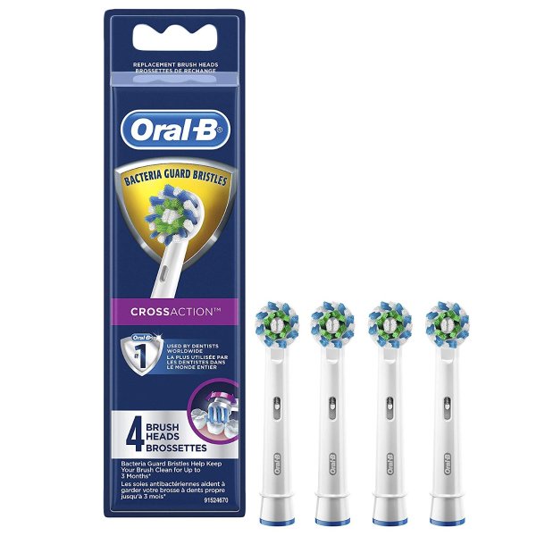 Oral-B CrossAction Electric Toothbrush Replacement Brush Heads Refill, 4ct