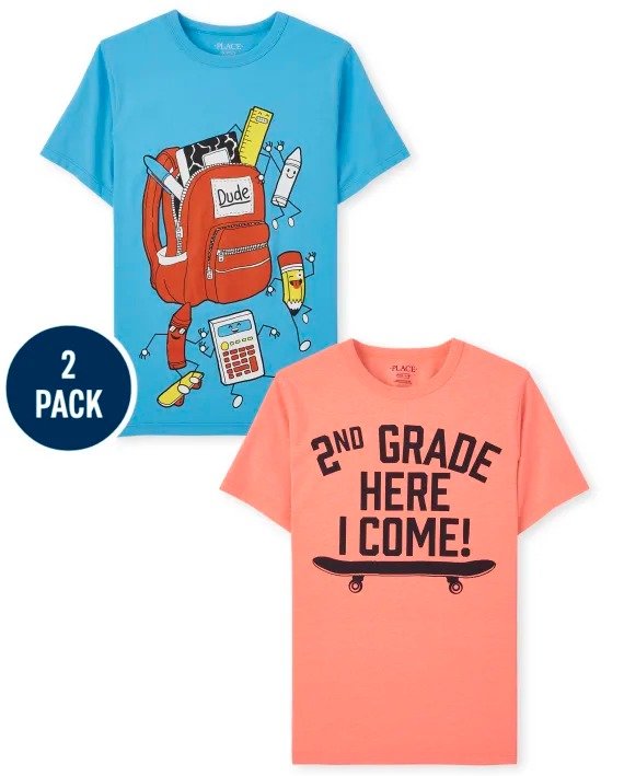 Boys Short Sleeve '2nd Grade Here I Come' And Backpack Graphic Tee 2-Pack | The Children's Place - MULTI CLR