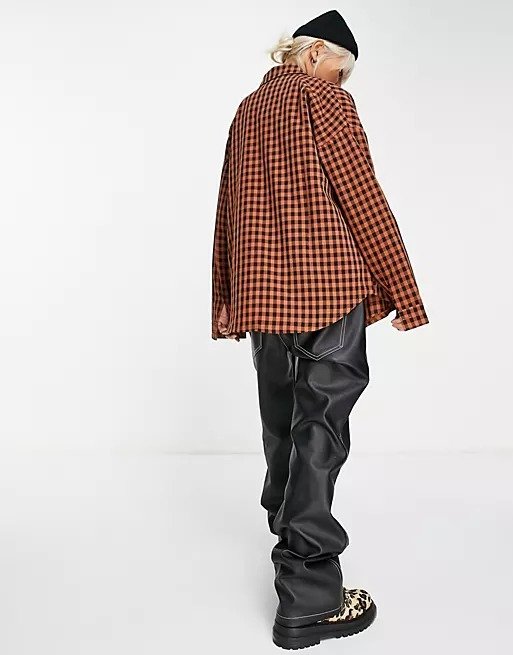 oversized shirt in rust check