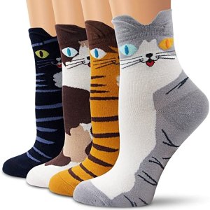 Ambielly 可爱猫咪袜子 4双装