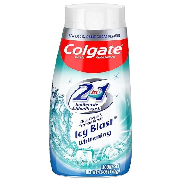 2-in-1 Whitening Toothpaste Gel and Mouthwash, Icy Blast, 4.6 Ounce