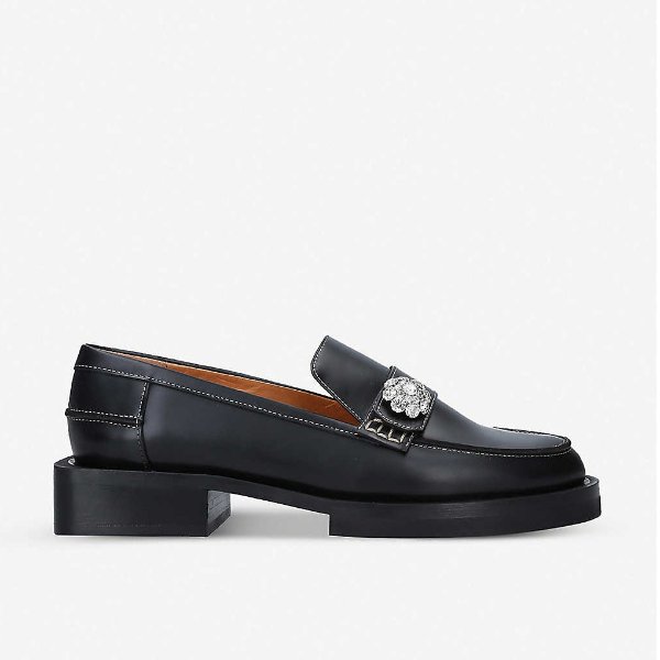 Jewel-embellished leather loafers