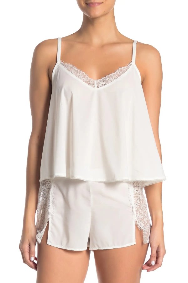 Lace Trim Camisole & Shorts 2-Piece Pajama Set