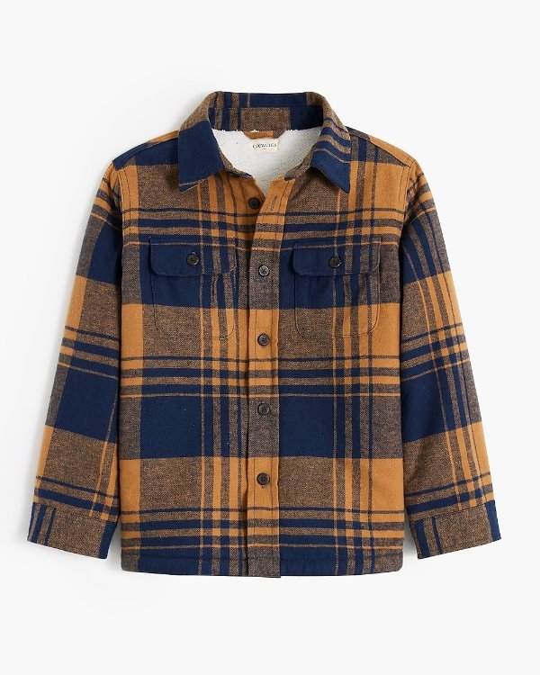 Boys' flannel sherpa-lined shirt-jacket