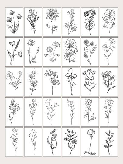 30sheets Floral Pattern Tattoo Sticker