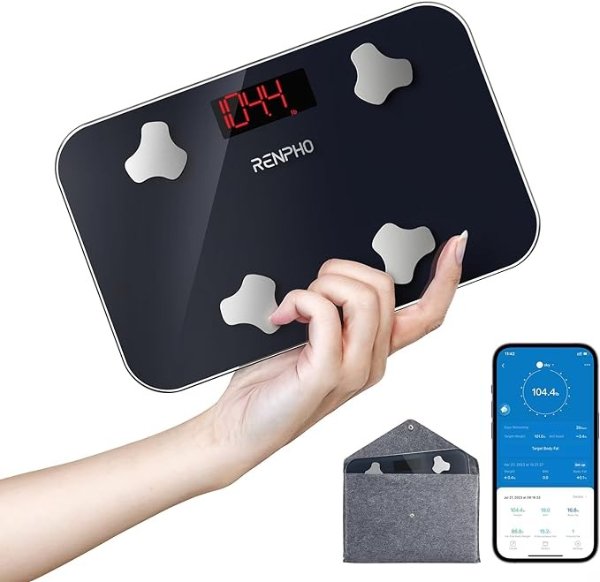 Travel Scale for Body Weight, Mini Bathroom Scale for Body Fat, Portable Elis Go Weight Scale for Traveling with Storage Case, 13 Body Composition Analyzer with App, 400 lbs, 11.02" x 7.09"