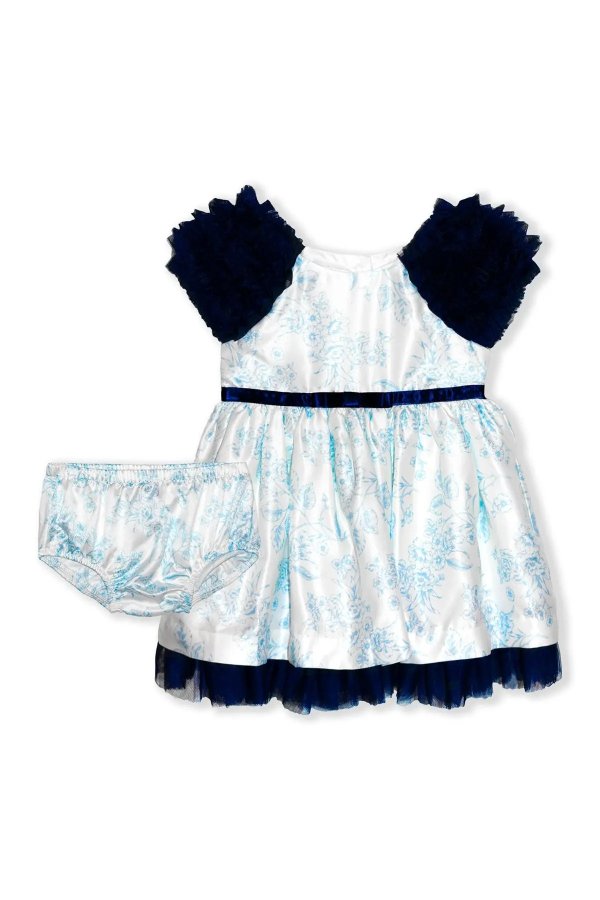 Floral Satin 2-Piece Dress & Bloomer Set(Baby Girls)