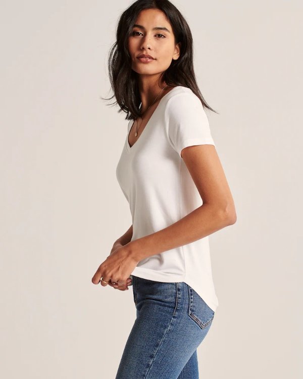 Women's Drapey V-Neck Tee | Women's Up to 40% Off Select Styles | Abercrombie.com