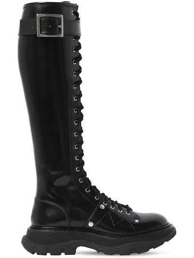 40MM TREADED LEATHER TALL BOOTS