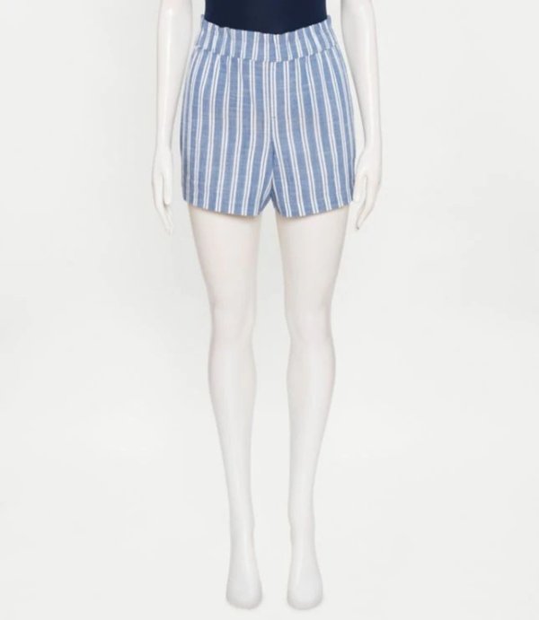 Striped Pull On Paper Bag Shorts
