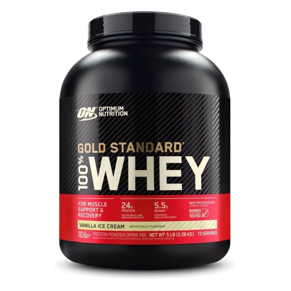 Gold Standard 100% Whey Protein Powder, Vanilla Ice Cream, 5 Pound
