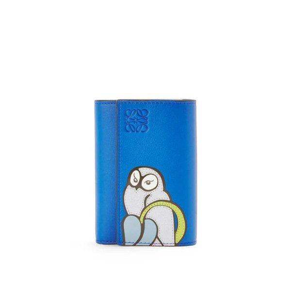 Owl small vertical wallet in classic calfskin Royal Blue - LOEWE