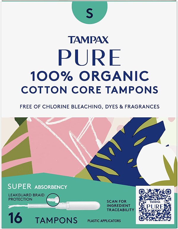 Pure Tampons Super Absorbency, Unscented, 16 Count, (Pack of 3, 48 Total Count)