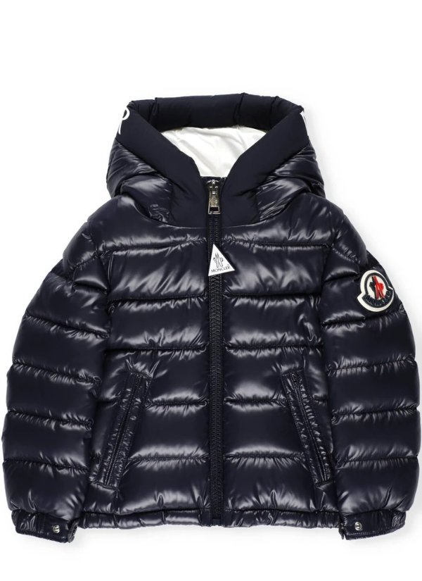Logo Patch Hooded Down Jacket