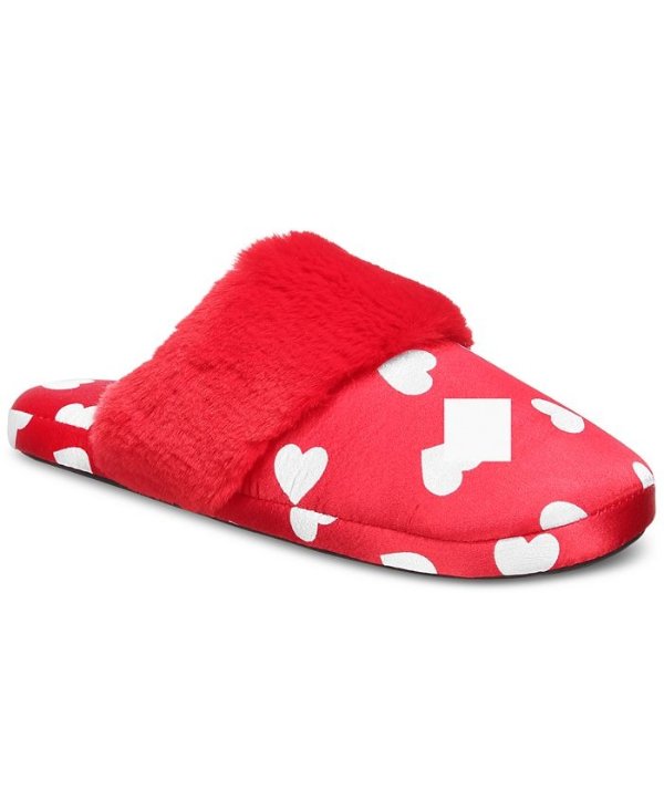 Women's Hearts Faux-Fur-Trim Slippers, Created for Macy's
